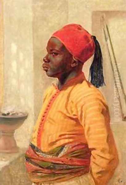 Half Length Portrait of an Arab Boy Oil Painting by Frederick Goodall