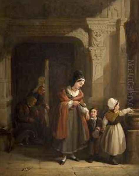 Entering a Church Brittany Oil Painting by Frederick Goodall