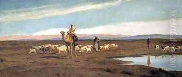 Leading the Flock to Pasture Oil Painting by Frederick Goodall