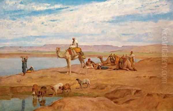 Waiting for the Dahabeyah on the banks of the Nile Oil Painting by Frederick Goodall