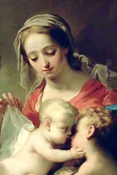 Madonna and Child with Saints John Anna and Rocco 2 Oil Painting by Gaetano Gandolfi