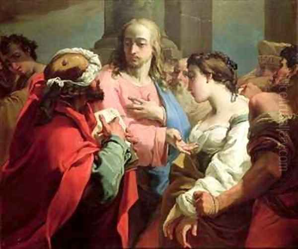 Christ and the Woman Taken in Adultery Oil Painting by Gaetano Gandolfi