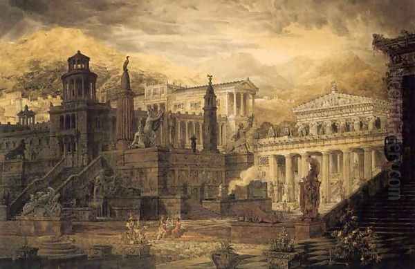 A reconstuctoin of Sparta: The Persian porch and place of consultation of the Lacedemonians Oil Painting by Joseph Michael Gandy