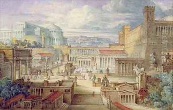 A Scene in Ancient Rome A Setting for Titus Andronicus Oil Painting by Joseph Michael Gandy