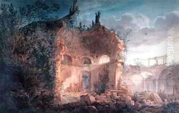 Sir John Soanes Rotunda of the Bank of England in Ruins Oil Painting by Joseph Michael Gandy