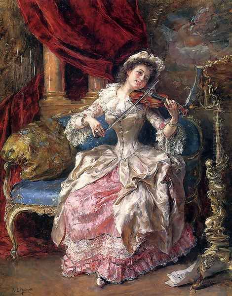 A Musical Afternoon Oil Painting by Eduardo Leon Garrido