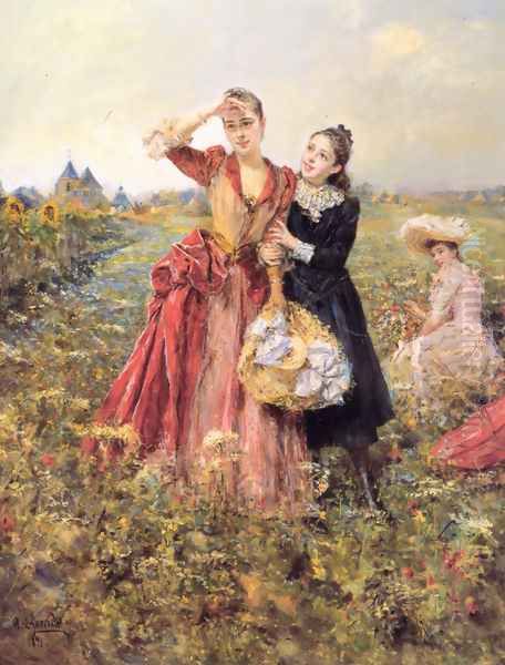 Picking Wildflowers Oil Painting by Eduardo Leon Garrido