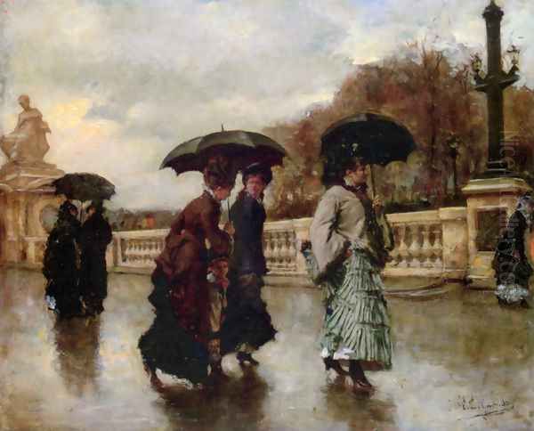 Elegantes sous la pluie Oil Painting by Eduardo Leon Garrido