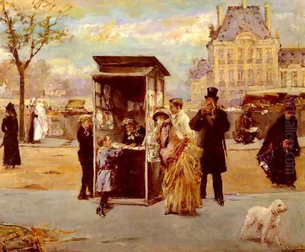 The Kiosk by the Seine Oil Painting by Eduardo Leon Garrido