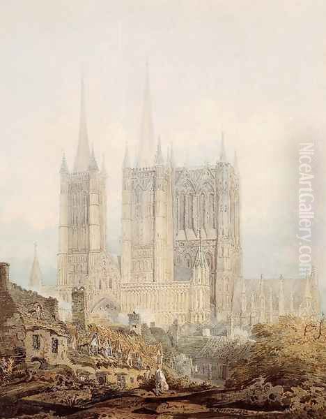 Lincoln Cathedral from the West Oil Painting by Thomas Girtin