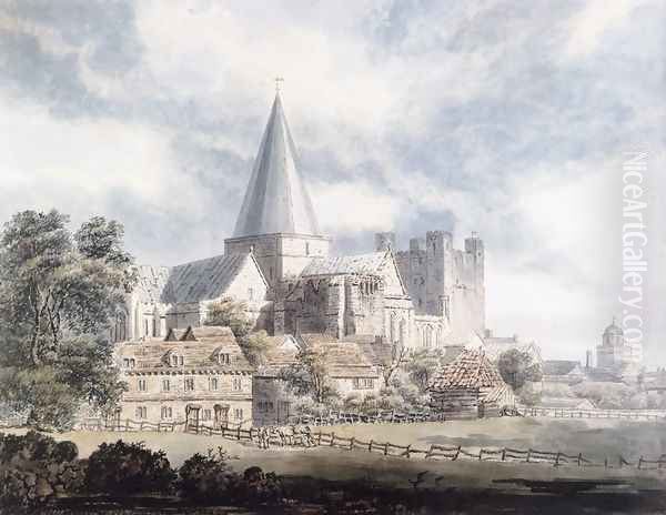 Rochester Cathedral and Castle, from the North-East Oil Painting by Thomas Girtin