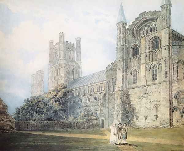 Ely Cathedral from the South-East (after James Moore) Oil Painting by Thomas Girtin