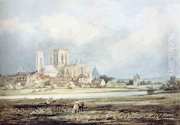 York Minster from the South-East, with Layerthorpe Bridge Oil Painting by Thomas Girtin