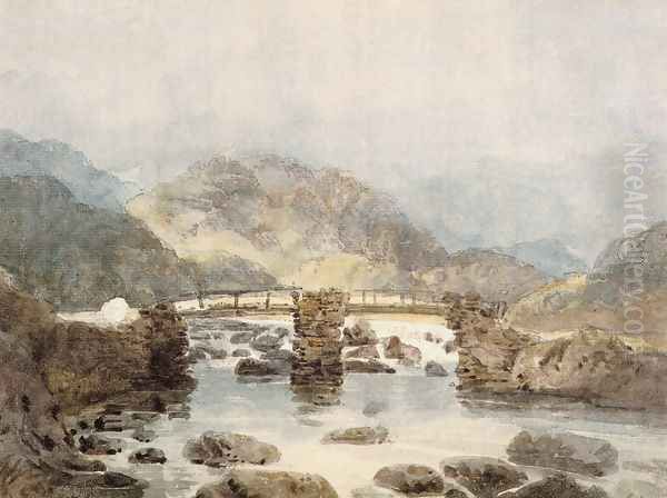 Bridge near Beddgelert (Snowdonia) Oil Painting by Thomas Girtin