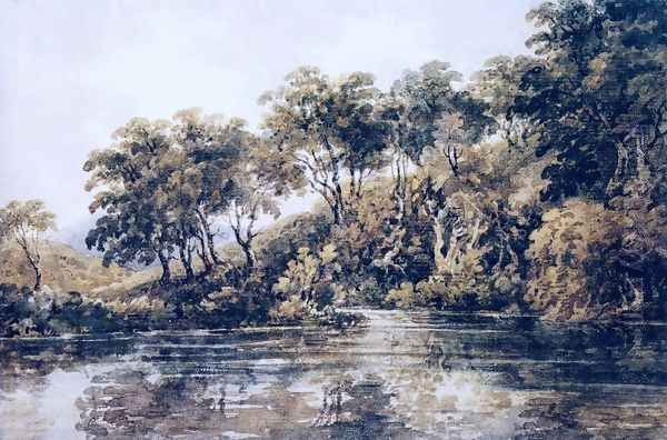 Trees and Pond near Bromley, Kent Oil Painting by Thomas Girtin