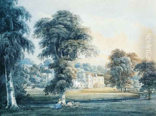 Chalfont House, Buckinghamshire, with a Shepherdess Oil Painting by Thomas Girtin