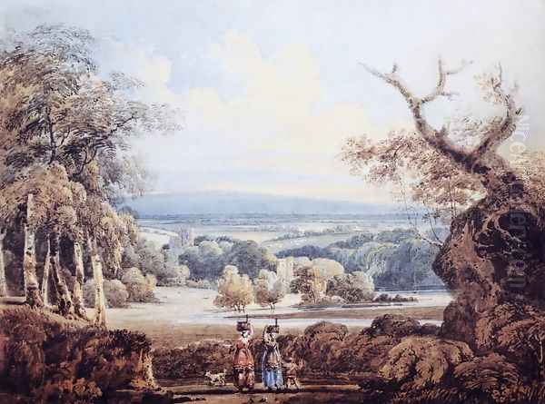 Distant View of Arundel Castle Oil Painting by Thomas Girtin