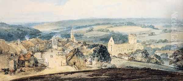 The Village of Jedburgh, Scotland Oil Painting by Thomas Girtin