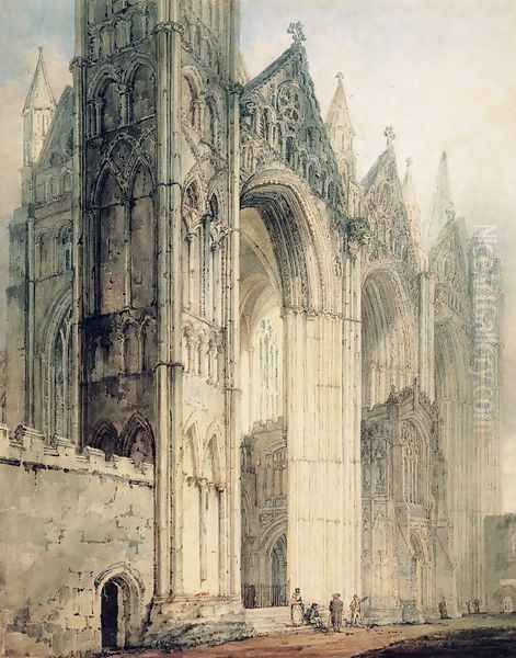 The West Front of Peterborough Cathedral Oil Painting by Thomas Girtin