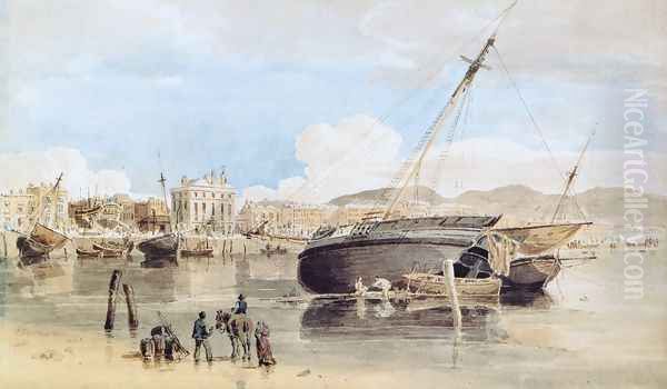 Weymouth Harbour Oil Painting by Thomas Girtin