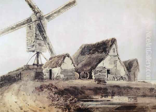 Mill in Essex Oil Painting by Thomas Girtin