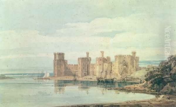 Caernarvon Castle Oil Painting by Thomas Girtin