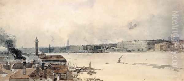 Study for the Eidometropolis: the Thames from Westminster to Somerset House Oil Painting by Thomas Girtin