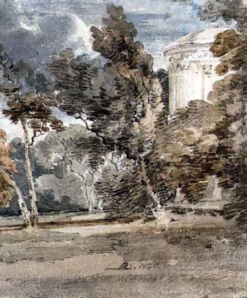 A Temple in Harewood Park Oil Painting by Thomas Girtin