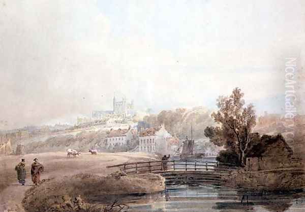 View of Exeter Cathedral Oil Painting by Thomas Girtin