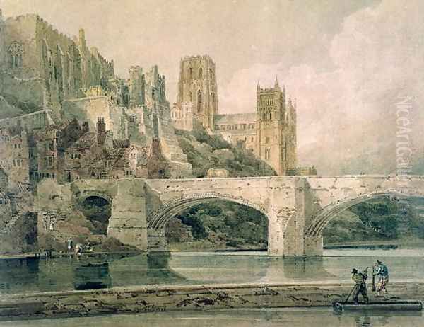 Durham Cathedral and Bridge Oil Painting by Thomas Girtin