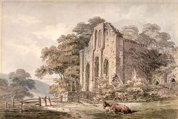 Valle Crucis Abbey Denbighshire North Wales Oil Painting by Thomas Girtin