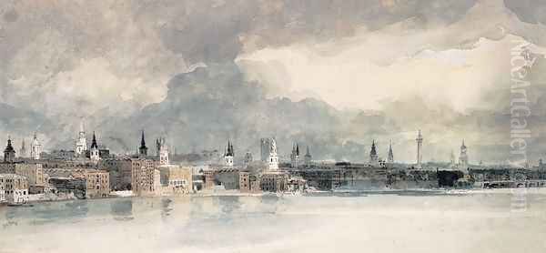 Study for the Eidometropolis: the Thames from Queenhithe to London Bridge Oil Painting by Thomas Girtin