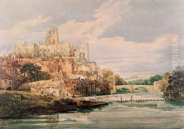 Durham Castle and Cathedral Oil Painting by Thomas Girtin