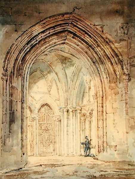 St Albans Cathedral Hertfordshire Oil Painting by Thomas Girtin