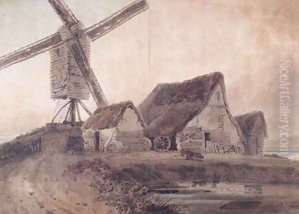 The Old Mill at Stanstead Essex Oil Painting by Thomas Girtin