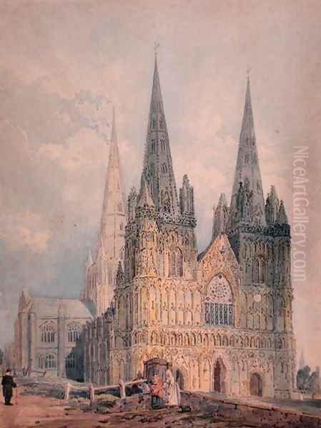 Lichfield Cathedral Staffordshire Oil Painting by Thomas Girtin