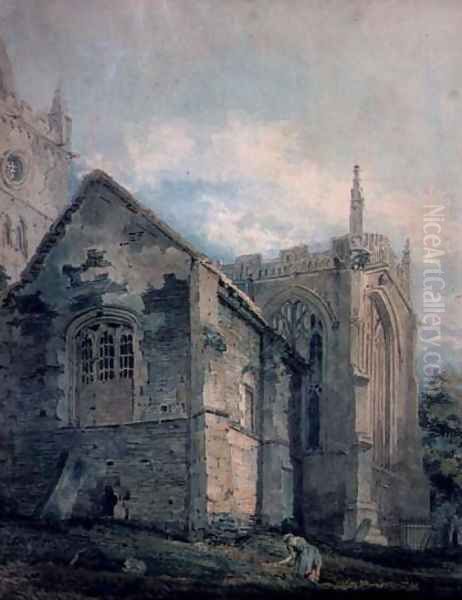 The Ancient Charnel House Holy Trinity Church Stratford upon Avon Oil Painting by Thomas Girtin