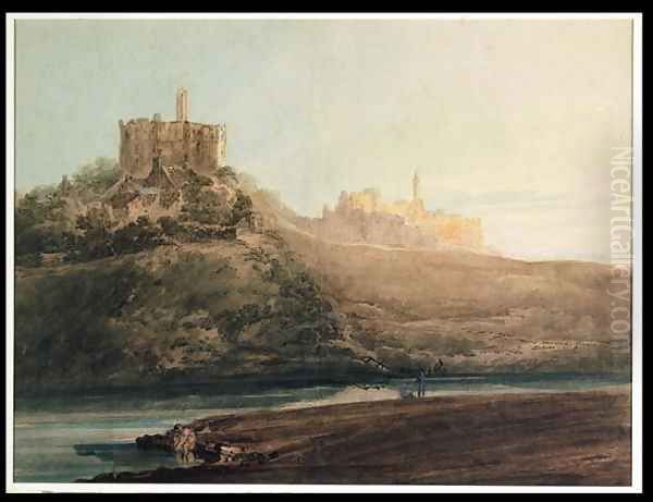 Warkworth Castle Northumberland Oil Painting by Thomas Girtin