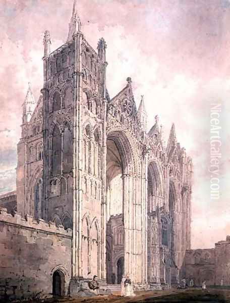 West Front of Peterborough Cathedral Oil Painting by Thomas Girtin