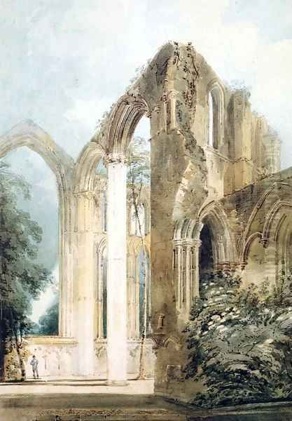 Interior of Fountains Abbey the East Window Oil Painting by Thomas Girtin