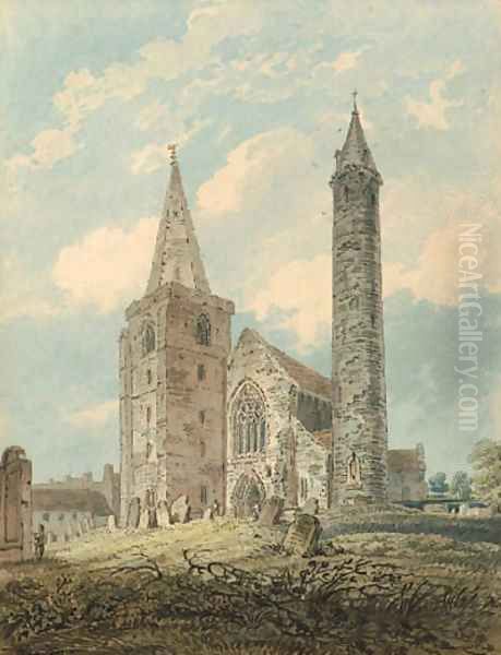 Brechin Cathedral, Strathmore, Scotland Oil Painting by Thomas Girtin