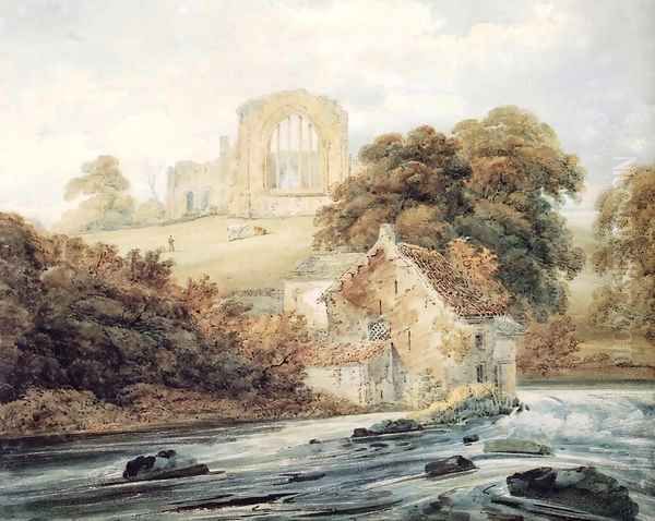 Egglestone Abbey Co Durham Oil Painting by Thomas Girtin