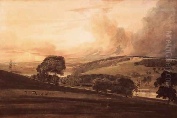 Harewood House Yorkshire from the South East Oil Painting by Thomas Girtin