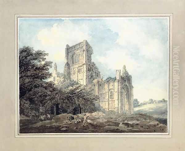 Kirkstall Abbey Yorkshire from the South East Oil Painting by Thomas Girtin