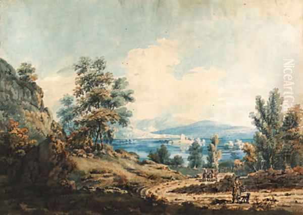 Lake Windermere and Belle Isle Oil Painting by Thomas Girtin