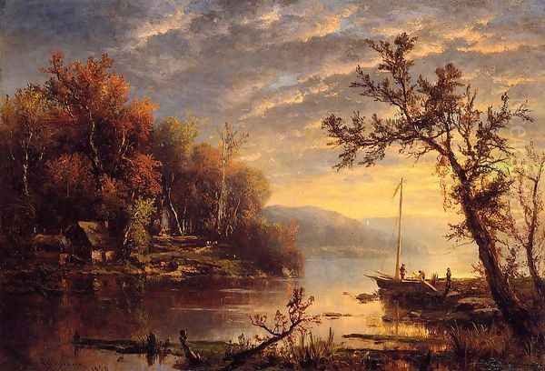 Autumn on the Hudson Oil Painting by Marie-Regis-Francois Gignoux