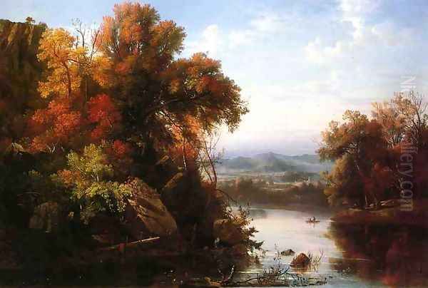 Indian Summer Oil Painting by Marie-Regis-Francois Gignoux