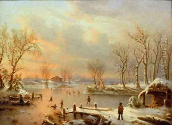 View Near Elizabethtown New Jersey Oil Painting by Marie-Regis-Francois Gignoux