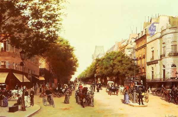 Le Boulevard Des Italiens Oil Painting by Edmond Georges Grandjean