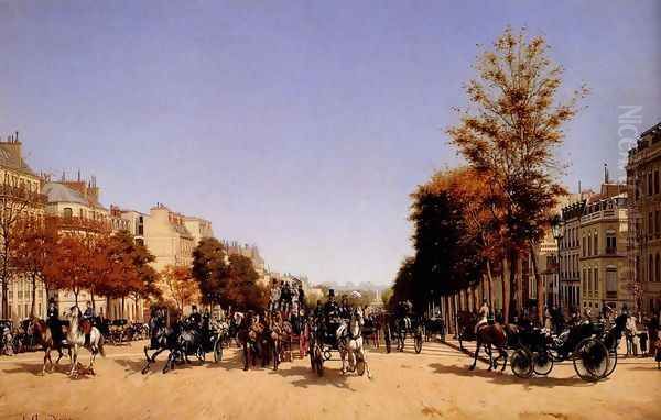 View Of The Champs-Elysees From The Place De L'Etoile Oil Painting by Edmond Georges Grandjean